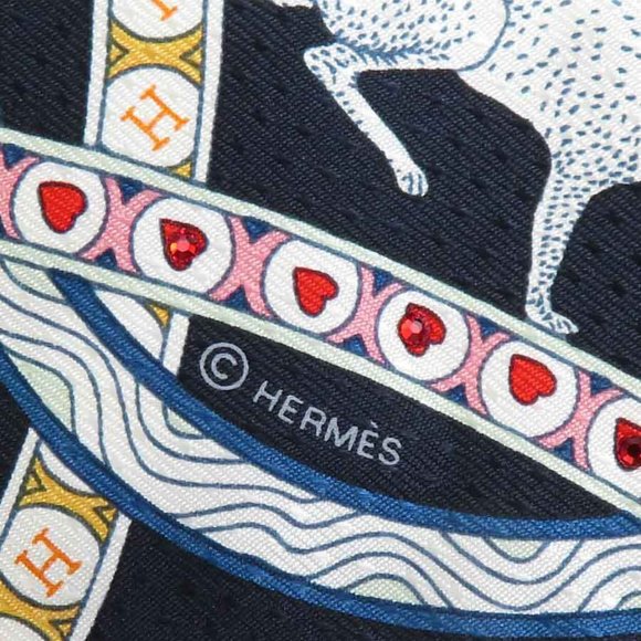 Auth HERMES Twilly Ribbon Dame de Coeur Scarf Multicolor Silk/Rhinestone - Picture 9 of 10